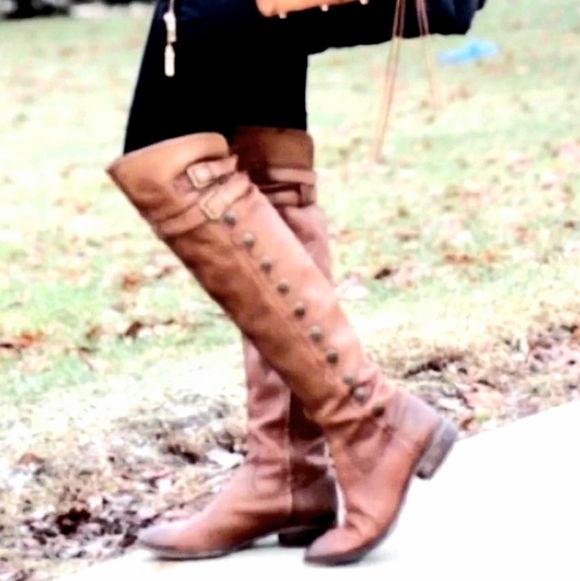 Sam Edelman Shoes - Sam Edelman Over Knee Pierce Whiskey Brown Leather Tall Riding Boot Women 7.5
